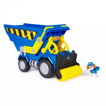 Rubble & Crew, Bark Yard Deluxe camion ribaltabile da costruzione con luci, suoni e action figure Wheeler, giocattolo per bambini e bambine da 3 anni