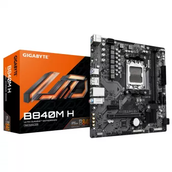 Scheda madre GIGABYTE B840M H - CPU AMD Ryzen 9000, VRM 5+2+2 fasi, fino a 7200 MHz DDR5 (OC), 1xPCIe 4.0 M.2, LAN 1GbE, USB 3.2 Gen 1