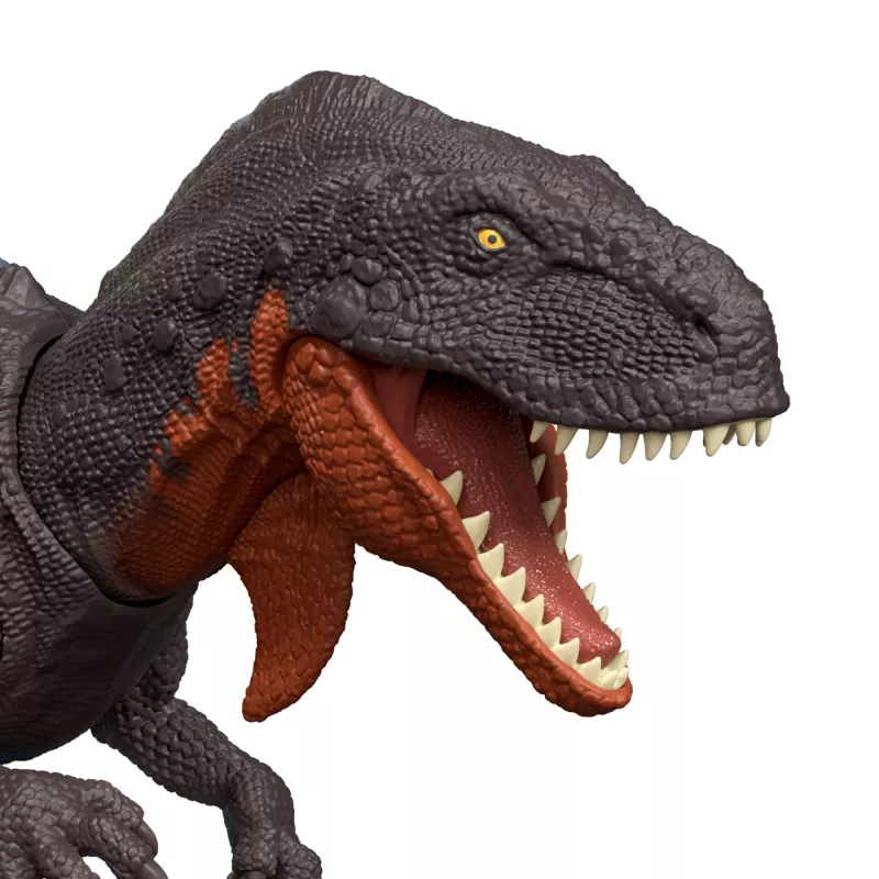 Giocattolo dinosauro Jurassic World Rebirth Wild Roar Abelisaurus, attacco con morso controllato dalla coda e suono