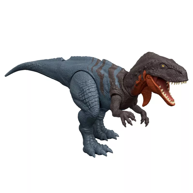 Giocattolo dinosauro Jurassic World Rebirth Wild Roar Abelisaurus, attacco con morso controllato dalla coda e suono