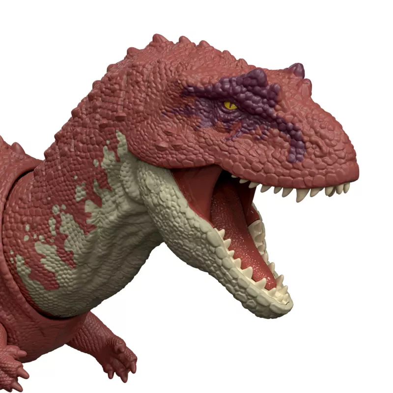 Giocattolo dinosauro Jurassic World Rebirth Wild Roar Aucasaurus, morso d'attacco controllato dalla coda e suono