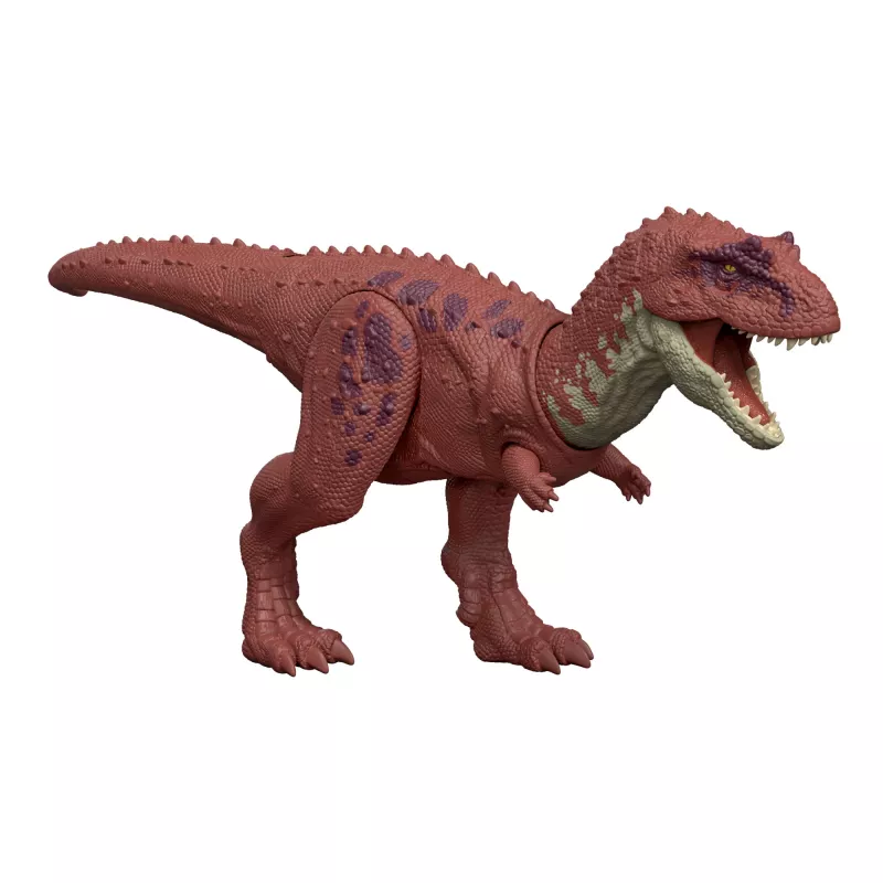 Giocattolo dinosauro Jurassic World Rebirth Wild Roar Aucasaurus, morso d'attacco controllato dalla coda e suono