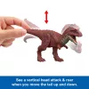 Giocattolo dinosauro Jurassic World Rebirth Wild Roar Aucasaurus, morso d'attacco controllato dalla coda e suono