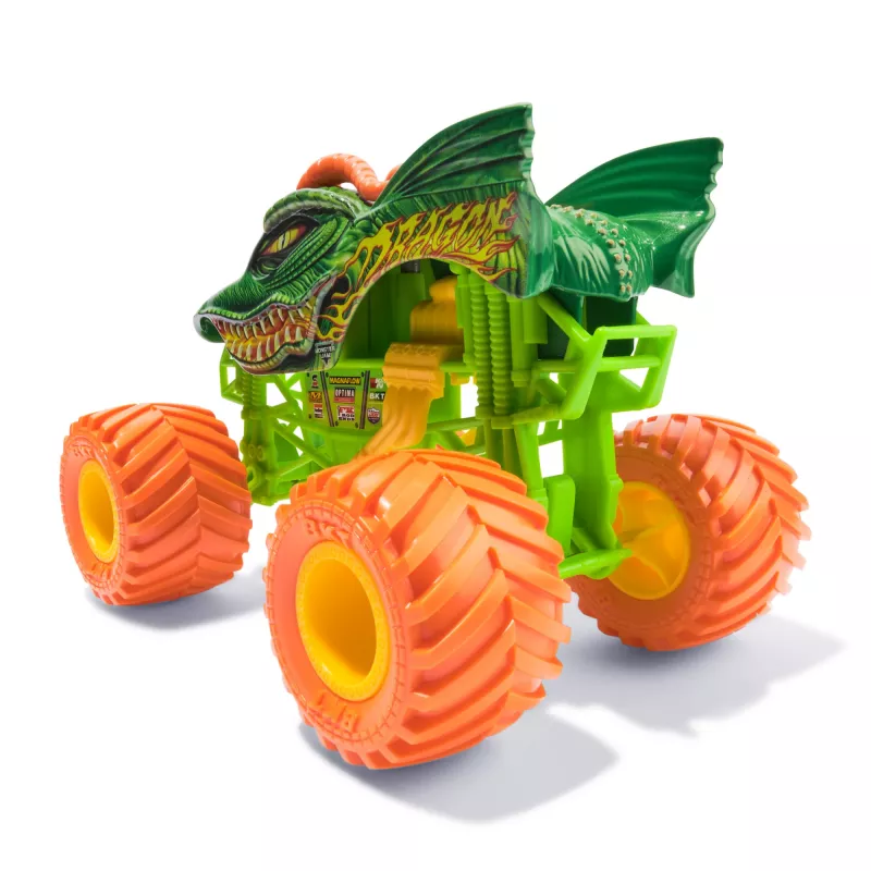 Monster Jam, monster truck Dragon ufficiale, veicolo da collezione in pressofusione, scala 1:24, giocattolo per bambini e bambine da 3 anni
