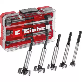 Set di punte Forstner Einhell-KWB 5 pz., rosso/trasparente, gambo 1/4 pollice, M-CASE (MPN 706003)