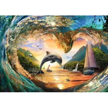 Puzzle Ravensburger Sunset Splash, 1000 pezzi, formato orizzontale, larghezza 700 mm
