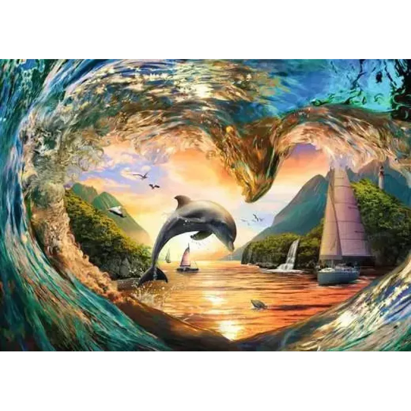 Puzzle Ravensburger Sunset Splash, 1000 pezzi, formato orizzontale, larghezza 700 mm