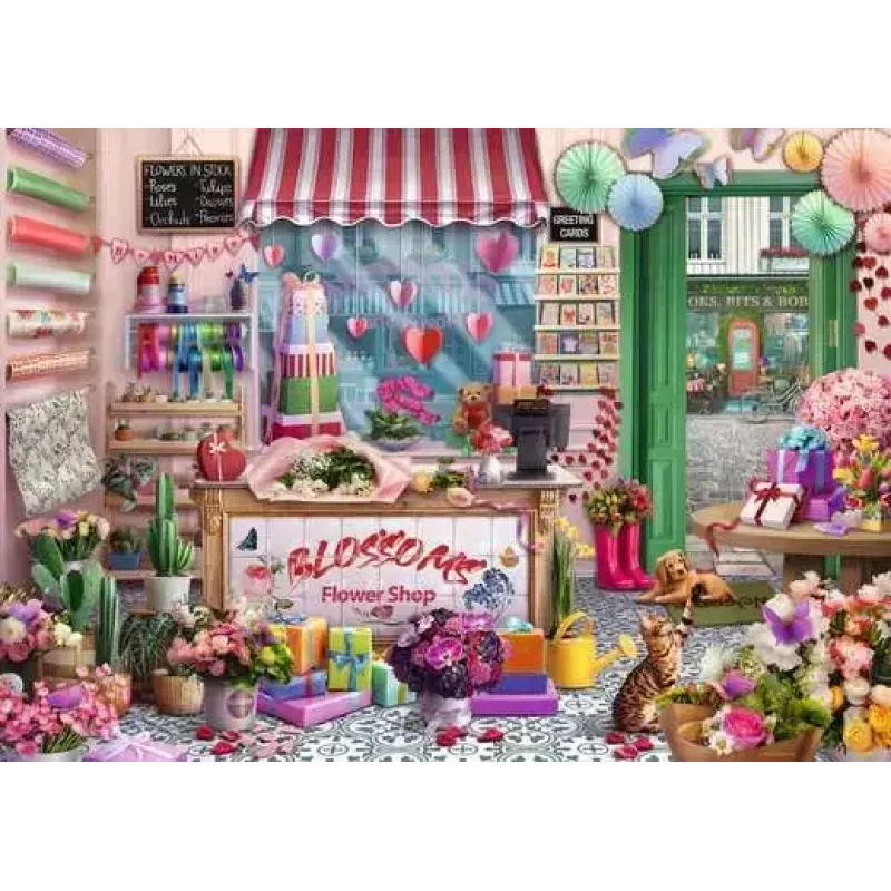 Puzzle Ravensburger Blossoms Flower Shop 1000 pezzi, larghezza 700 mm