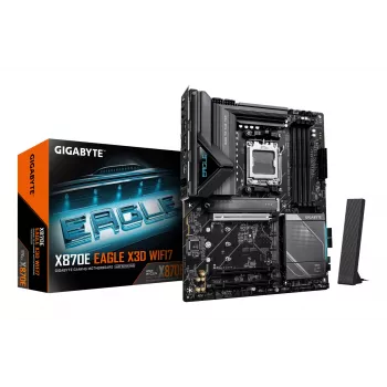 Scheda madre GIGABYTE X870E EAGLE X3D WIFI7 - supporta CPU AMD Ryzen 9000, VRM digitale 14+2+2 fasi, fino a 9000Hz DDR5 (OC), 1xPCIe 5.0 + 3xPCIe 4.0, Wi-Fi 7, 5GbE LAN, USB 4
