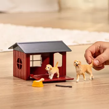 Animal Schleich FARM WORLD cuccia con Golden Retriever