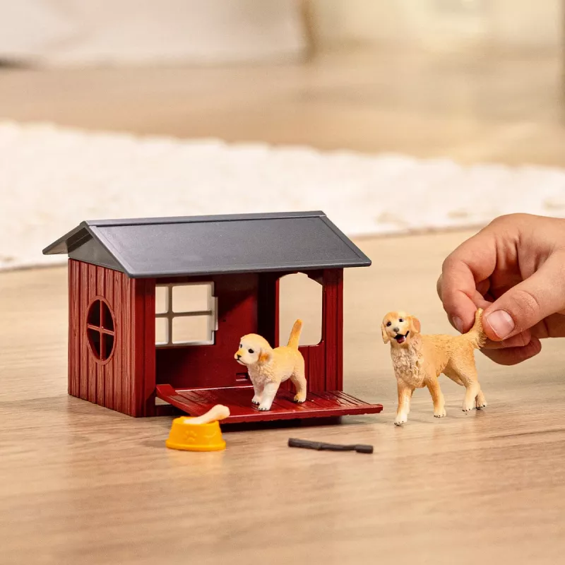 Animal Schleich FARM WORLD cuccia con Golden Retriever