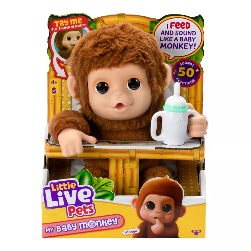 Moose Toys My Baby Monkey Mango, bambino/bambina, 4 anni, effetti luminosi, con suono
