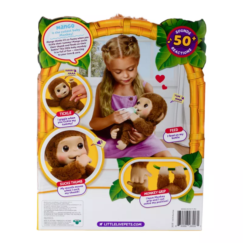 Moose Toys My Baby Monkey Mango, bambino/bambina, 4 anni, effetti luminosi, con suono