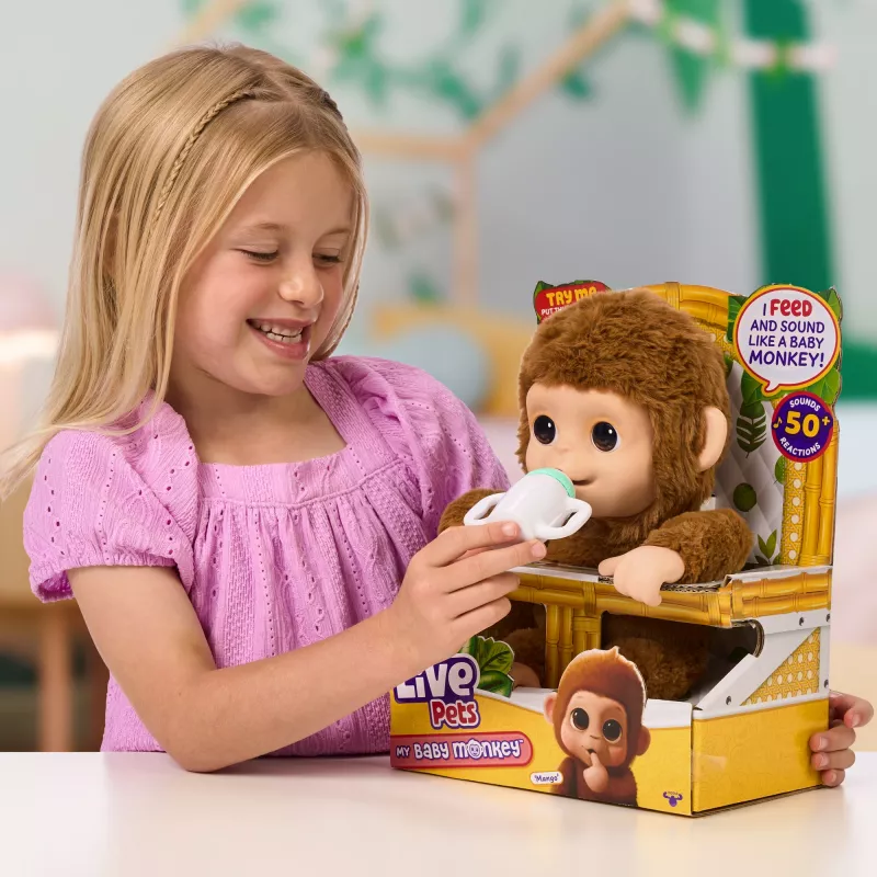 Moose Toys My Baby Monkey Mango, bambino/bambina, 4 anni, effetti luminosi, con suono