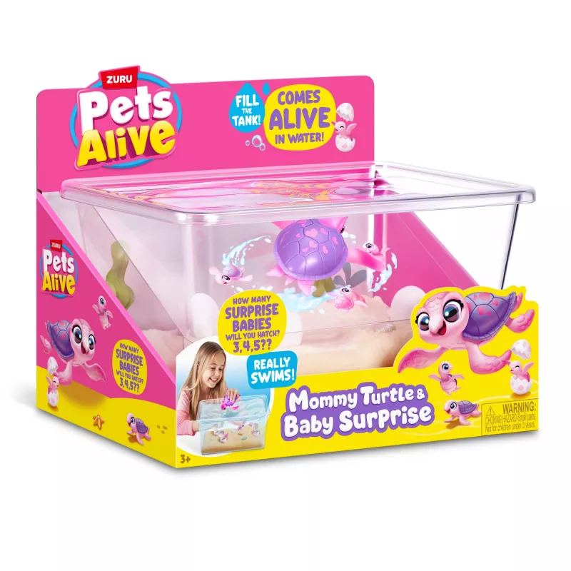 Zuru Pets Alive Mommy Turtle Surprise giocattolo interattivo, multicolore, batteria LR44