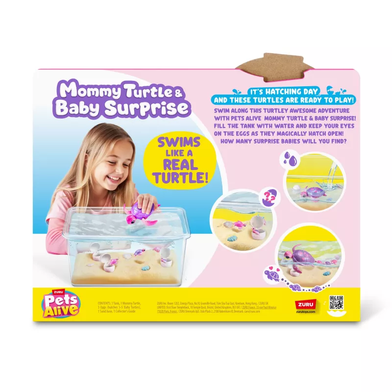 Zuru Pets Alive Mommy Turtle Surprise giocattolo interattivo, multicolore, batteria LR44