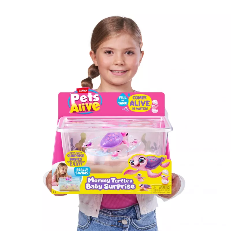 Zuru Pets Alive Mommy Turtle Surprise giocattolo interattivo, multicolore, batteria LR44