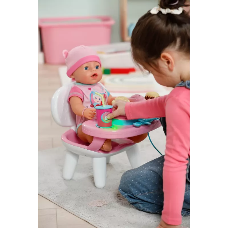 BABY born Lunchtime Table, tavolo per bambole, 3 anni, batterie necessarie, effetti sonori, effetti luminosi