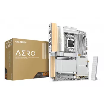 Scheda madre GIGABYTE X870E AERO X3D WOOD - Supporta CPU AMD Ryzen 9000, VRM digitale 16+2+2 fasi, fino a 9000MHz DDR5 (OC), 2xPCIe 5.0 + 2xPCIe 4.0, Wi-Fi 7, 5GbE LAN, USB 4