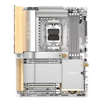 Scheda madre GIGABYTE X870E AERO X3D WOOD - Supporta CPU AMD Ryzen 9000, VRM digitale 16+2+2 fasi, fino a 9000MHz DDR5 (OC), 2xPCIe 5.0 + 2xPCIe 4.0, Wi-Fi 7, 5GbE LAN, USB 4
