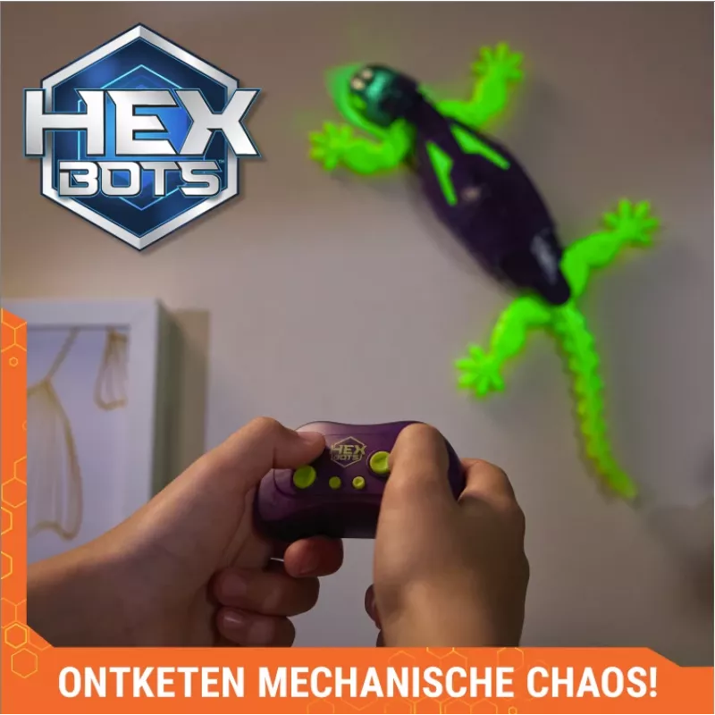 HEX BOTS Glow-in-the-Dark Gecko, robot radiocomandato ricaricabile per bambini, scala i muri per giochi e scherzi, robot RC per ragazzi e ragazze da 4 anni
