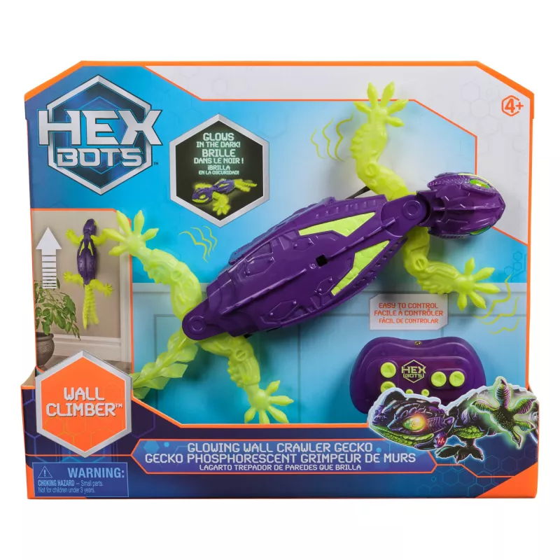 HEX BOTS Glow-in-the-Dark Gecko, robot radiocomandato ricaricabile per bambini, scala i muri per giochi e scherzi, robot RC per ragazzi e ragazze da 4 anni