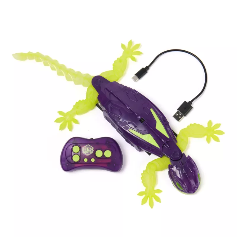HEX BOTS Glow-in-the-Dark Gecko, robot radiocomandato ricaricabile per bambini, scala i muri per giochi e scherzi, robot RC per ragazzi e ragazze da 4 anni