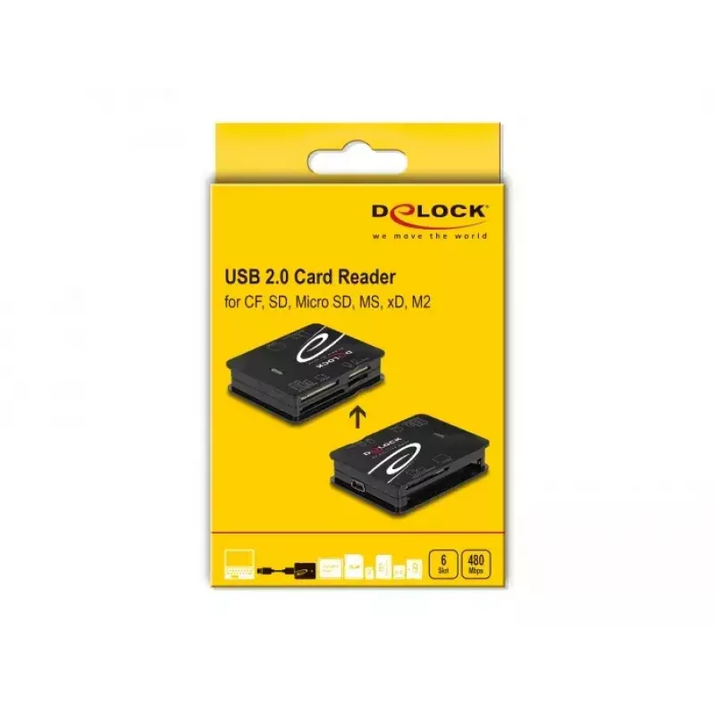 Lettore di schede DeLOCK 91007 USB 2.0 nero CF MMC MS MicroSD xD