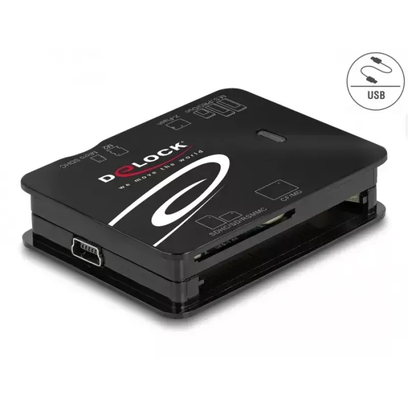 Lettore di schede DeLOCK 91007 USB 2.0 nero CF MMC MS MicroSD xD