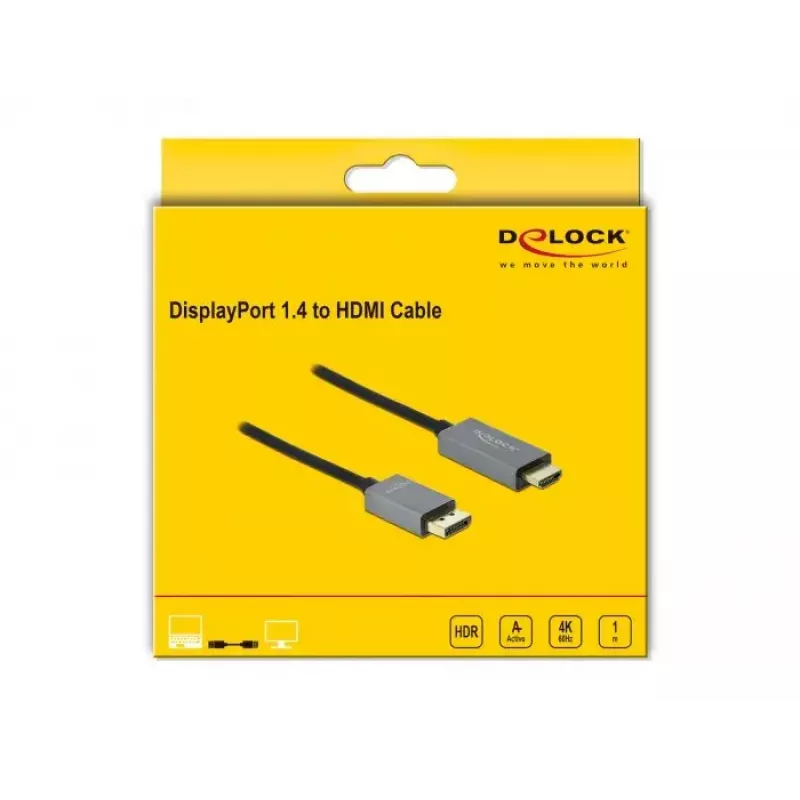 Cavo attivo DisplayPort 1.4 a HDMI DeLOCK 85928 1m 4K 60Hz HDR