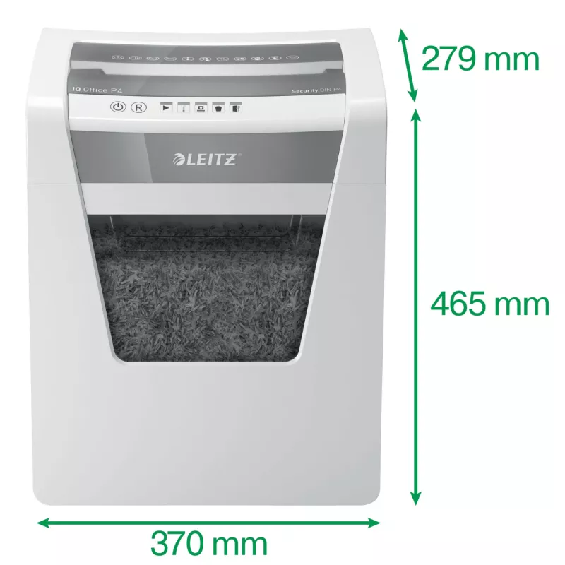 Leitz IQ Office distruggidocumenti P4, taglio a croce, 22,3 cm, 4 x 40 mm, 23 l, 225 fogli, 55 dB