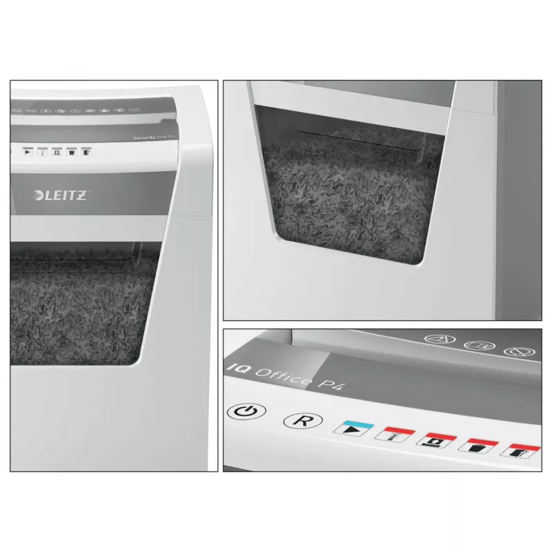 Leitz IQ Office distruggidocumenti P4, taglio a croce, 22,3 cm, 4 x 40 mm, 23 l, 225 fogli, 55 dB