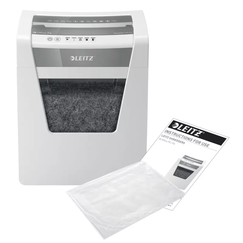 Leitz IQ Office distruggidocumenti P4, taglio a croce, 22,3 cm, 4 x 40 mm, 23 l, 225 fogli, 55 dB
