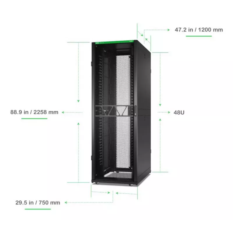 APC NetShelter SX, armadio rack networking, 48U, 2258H x 750W x 1200D mm, con pareti laterali, nero