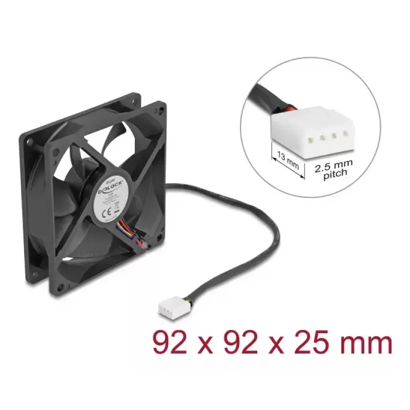 DeLOCK 67302 ventola 9,2 cm nero cuscinetto a sfere