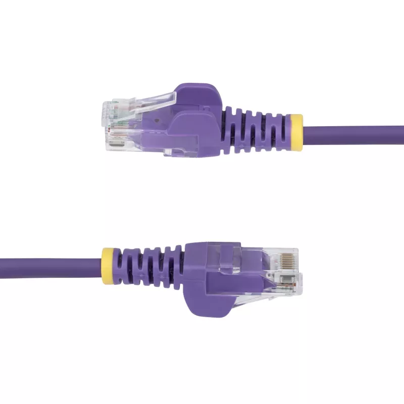 StarTech.com Cavo Ethernet CAT6 sottile viola da 7 m, senza linguetta, 100W PoE, UTP, LSZH, 28AWG rame puro nudo, cavo patch di rete RJ45 sottile con scarico di trazione, testato singolarmente