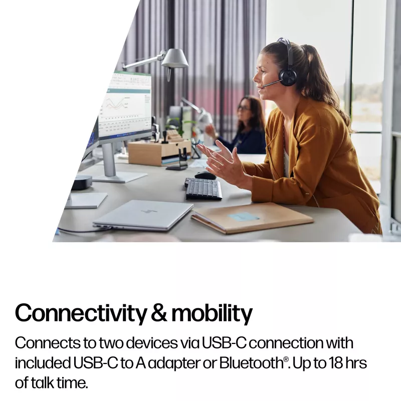 HP Poly Voyager Focus 2-M cuffie USB-C con adattatore USB-C/A e base di ricarica