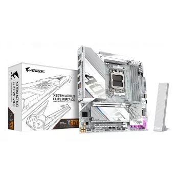 GIGABYTE Scheda madre X870M AORUS ELITE WIFI7 ICE — Micro ATX, AMD X870, socket AM5, DDR5 fino a 8200MHz (O.C), 14+2+2 VRM, PCIe 5.0, Wi‑Fi 7, 2,5 GbE, USB4