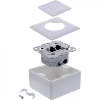 Presa di rete InLine 76842A 2 x RJ-45 bianco cavo di rete Cat 6a