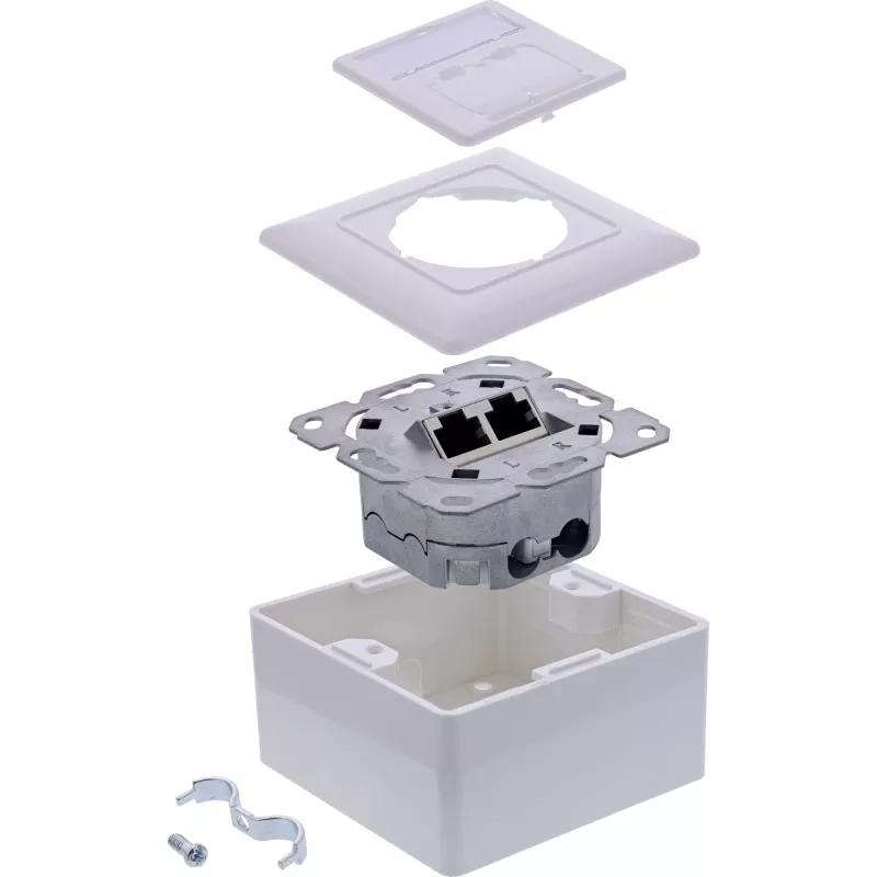 Presa di rete InLine 76842A 2 x RJ-45 bianco cavo di rete Cat 6a