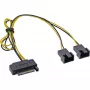 Cavo di alimentazione SATA a Y InLine connettore femmina SATA / 2x connettore maschio 2 pin per ventola 0,30 m