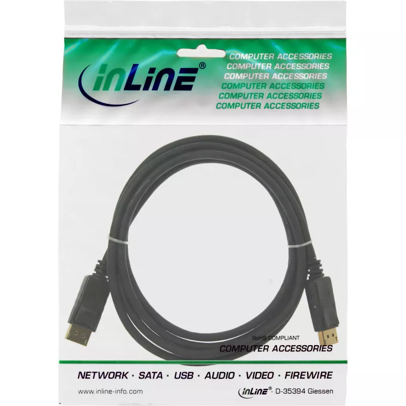 Cavo DisplayPort InLine 15355, 0,5 m, DisplayPort–DisplayPort, nero, 6 mm