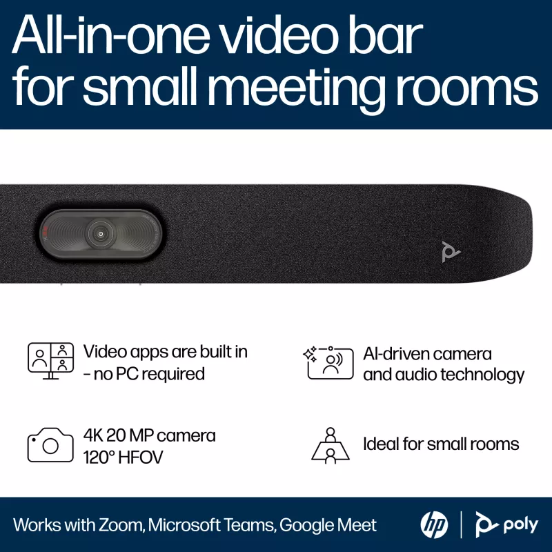 Video bar HP Poly Studio X32 All-In-One senza radio e senza alimentatore TAA