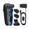 Rasoio a lamina Braun Series 6 61-B1500s con trimmer blu