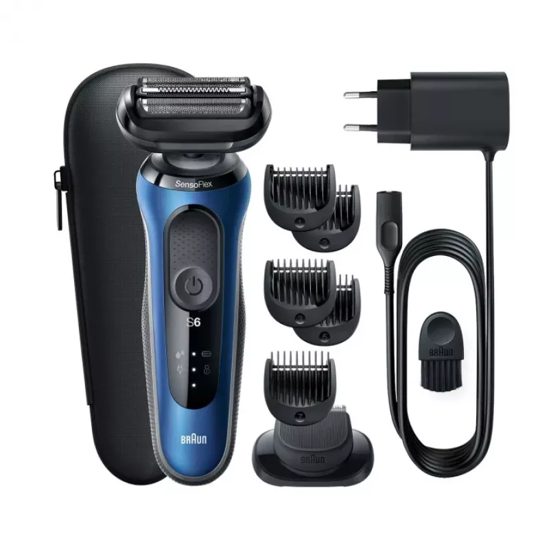 Rasoio a lamina Braun Series 6 61-B1500s con trimmer blu