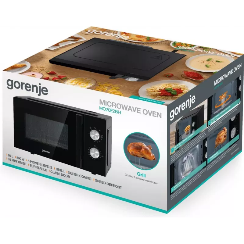 Microonde Gorenje MO20E2BH nero con grill da appoggio 20 L 800 W