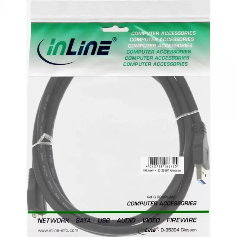 Cavo InLine USB 3.2 Gen.1 Type-A maschio / Micro B maschio, nero, 1,5m