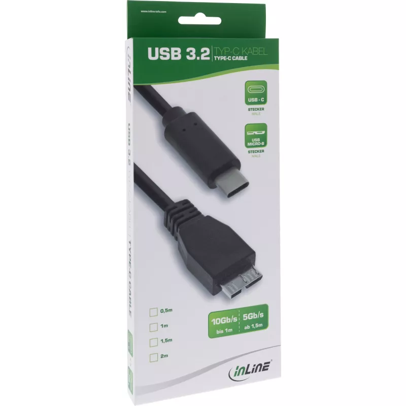 Cavo InLine USB 3.2 Gen.1x2, USB-C maschio / Micro-B maschio, nero, 1 m