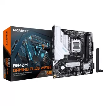 GIGABYTE B840M GAMING PLUS WIFI6E scheda madre - CPU AMD Ryzen 9000, VRM 8+2+2 fasi, fino a 8200MHz DDR5 (O.C), 2x PCIe 4.0 M.2, Wi-Fi 6E, LAN 1GbE, USB 3.2 Gen 2