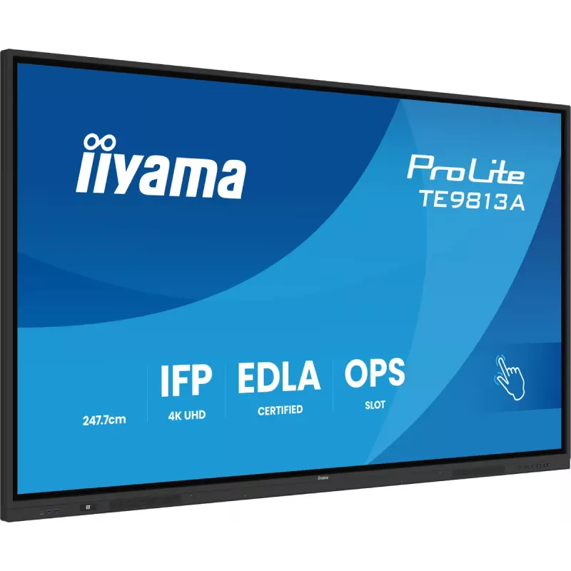 Display piatto interattivo IIYAMA TE9813A-B2AG 97,5 inch (2,48 m) 4K Ultra HD 500 cd/m² Wi-Fi Android 24/7 nero